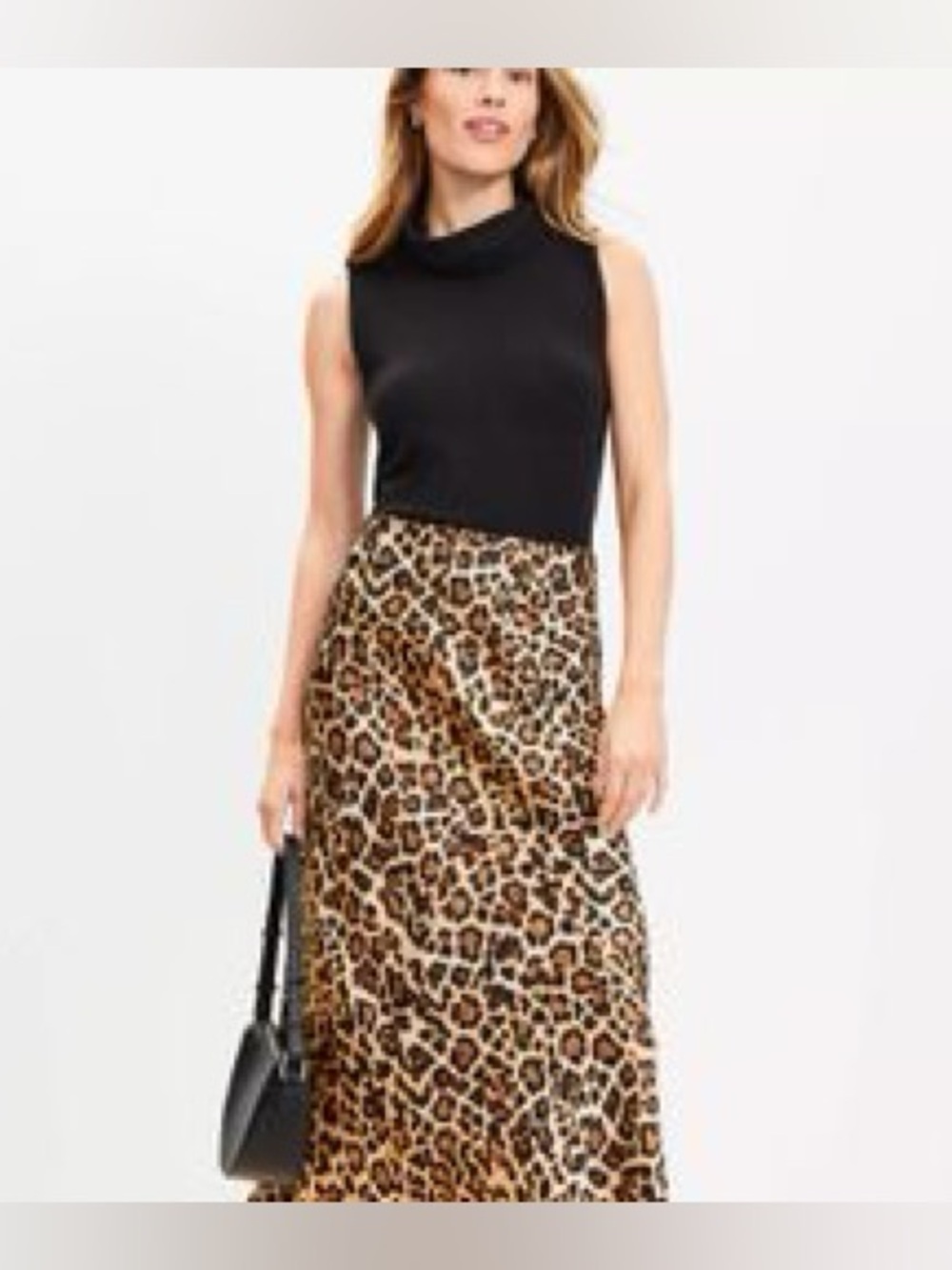 🐆 LOFT Leopard Print Satin Midi Skirt NWT